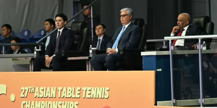 Токаев посетил финальные матчи Чемпионата Азии по настольному теннису